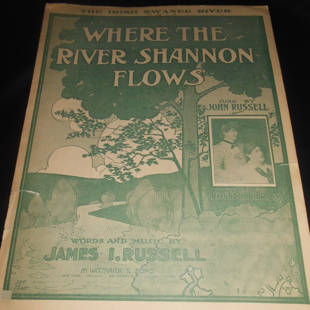 Vtg Sheet Music Where the River Shannon Flows The Russel Bros. Irish Swanee Rive